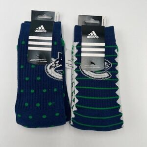 Adidas Vancouver Canucks‎ NHL Womens Crew Socks 2 Pair Pack Blue Green OSFA